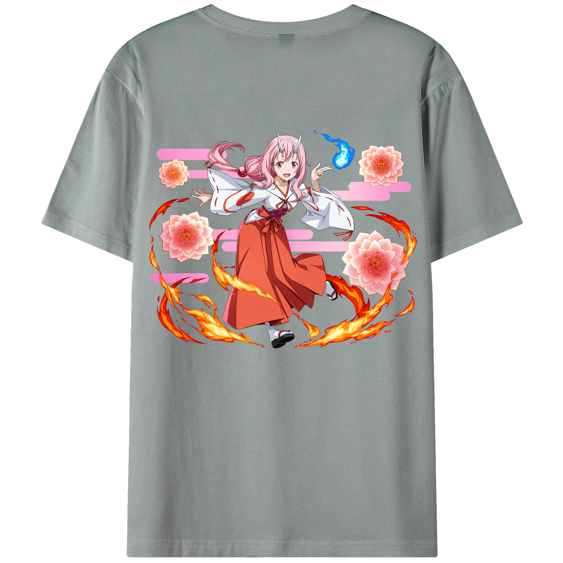 （画像用） 転スラ Regarding Reincarnated to Slime 綿100％ メンズ半袖Tシャツ（バックプリント） 通気性